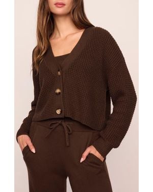 Eberjey Waffle Knit Crop Cardigan - Brown