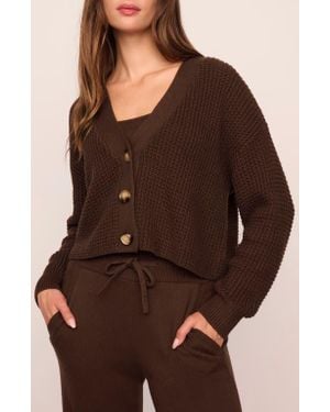 Eberjey Waffle Knit Crop Cardigan - Brown