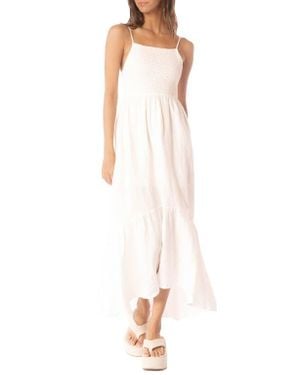 Maaji Isadora Smocked Linen Maxi Dress - White