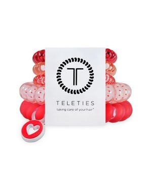 Teleties Set Of 5 Coil Hair Ties - Red