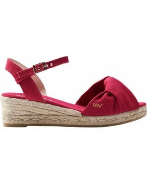 VISCATA Miera Suede Espadrille Sandal Wedges - Red