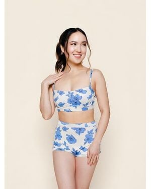 Kitty and Vibe Bandeau With Piping Bikini Top - Blue