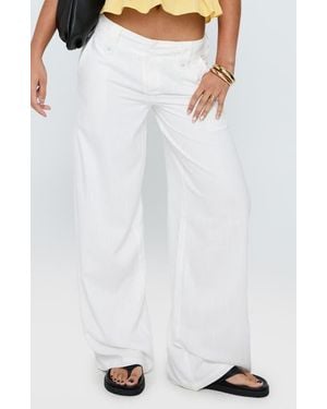 Princess Polly Pedra Linen Blend Wide Leg Pants - White