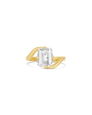 SHYMI Floating Emerald Cut Cubic Zirconia Cocktail Ring - White