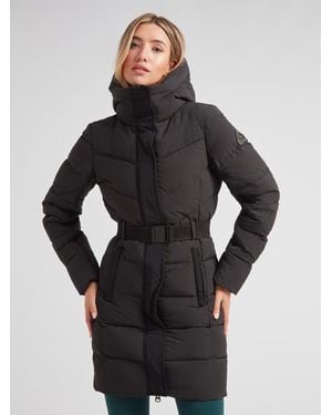 Jacket Diamond Belted Hooded Down Coat - Black