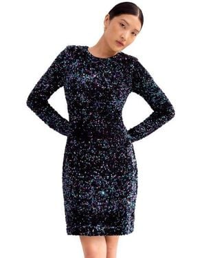 Ro&zo Evie Cluster Sequin Dress - Blue