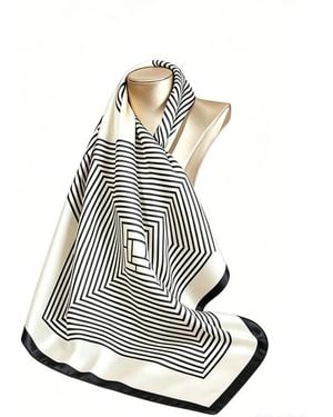 SILKSILKY Elegantly Designed Silk Printed Square Scarf - White