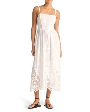 Vitamin A Flora Embroidered Sleeveless Cover-Up Maxi Dress - White