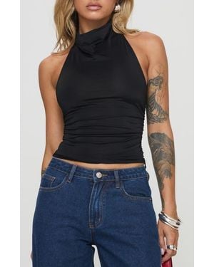 Princess Polly Giggle Sleeveless Cowl Neck Top - Blue