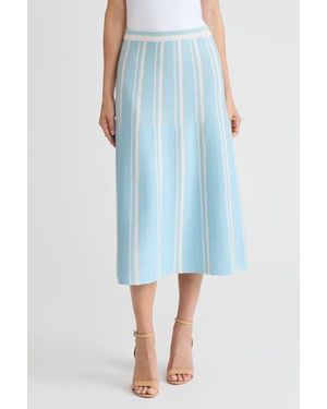 Ming Wang Roadmap Pattern Soft Knit Midi Skirt - Blue