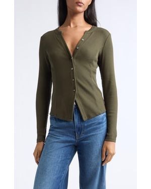 Veronica Beard Cordis Ribbed Long Sleeve Knit Top - Blue