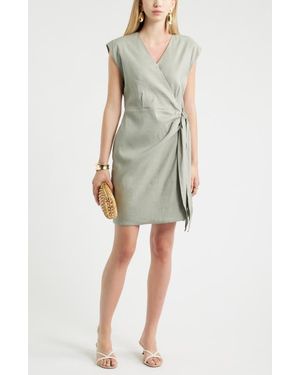 Nordstrom Linen Blend Wrap Dress - Green
