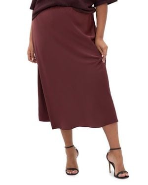 City Chic Miranda Midi Skirt - Red