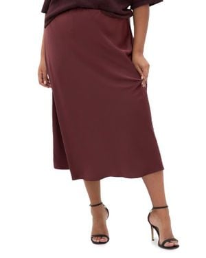 City Chic Miranda Midi Skirt - Red