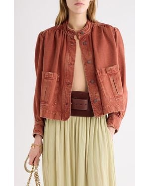 Chloé Swing Crop Denim Jacket - Red