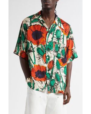 Wales Bonner Highlife Floral Bowling Shirt - Red