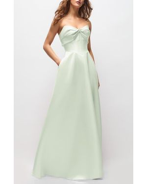 Alfred Sung Antoinette Strapless Mikado Gown - Green