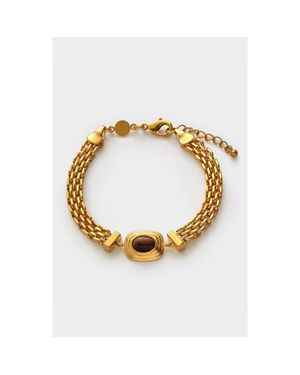 Katie Loxton Tiger's Eye Button Bracelet Bracelet - Metallic