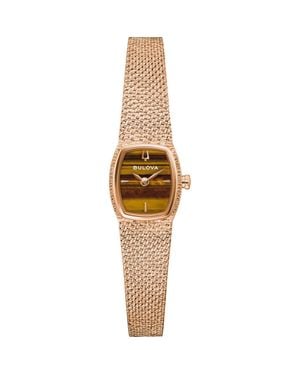 Bulova Goddess Of Time Tiger's Eye Mesh Strap Tonneau Watch, 17Mm - Metallic