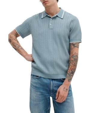 Rag & Bone Harvey Rib Polo Sweater - Blue