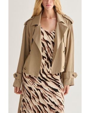 Crescent Double Breasted Crop Trench Coat - Natural