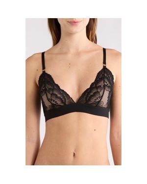Kilo Brava Floral Lace Triangle Bralette - Black