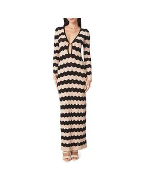 CAPITTANA Ella Stripe Long Sleeve Knit Cover-Up Dress - Black
