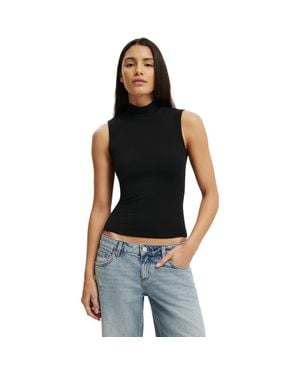 Cotton On Mock Neck Tank - Black