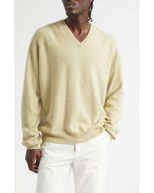Frenckenberger Cashmere V-Neck Sweater - Natural