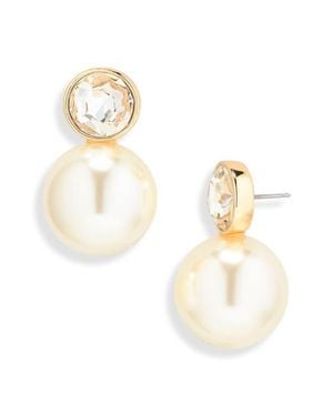 Carolina Herrera Crystal & Faux Pearl Earrings - Metallic