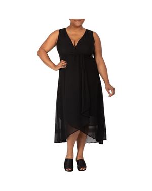 Standards & Practices Faux Wrap Midi Dress - Black