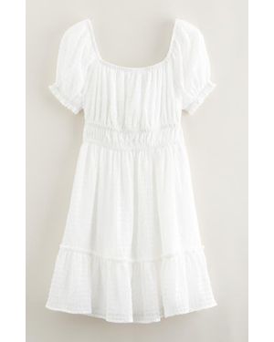 Nordstrom Kids' Shirred Tie Back Cutout Dress - White