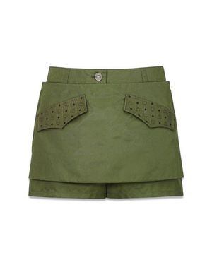 MCM Skirt-Layered Shorts - Green