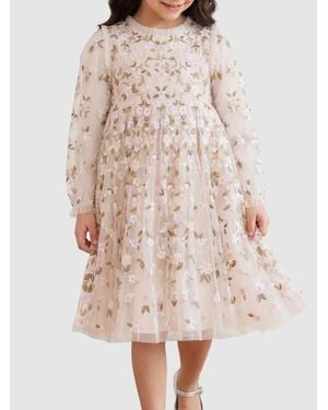 Needle & Thread Kid's Camellia Ditsy Long Sleeve Kids Dress - Natural