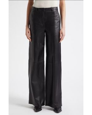 Nour Hammour Coda Wide Leg Leather Pants - Black