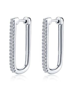 Lafonn Pavé Simulated Diamond Rectangular Hoop Earrings - White
