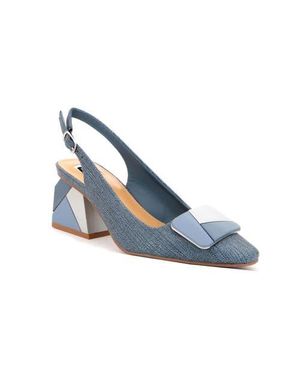Ninety Union Multi Color Ornament Slingback Pump With Matching Heel - Blue