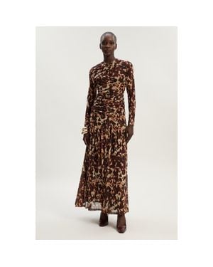 Karen Millen Petite Mesh Maxi Dress - Brown