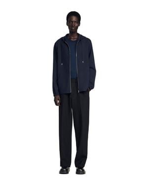 Sandro Hooded Shirt Jacket - Blue
