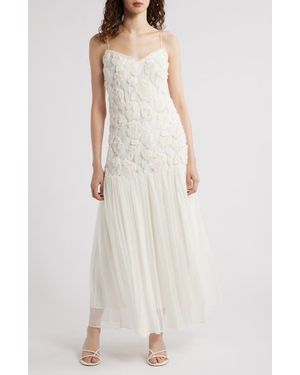 Lucy Paris Arwen Floral Dropped Waist Maxi Dress - White