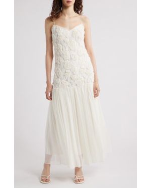 Lucy Paris Arwen Floral Dropped Waist Maxi Dress - White