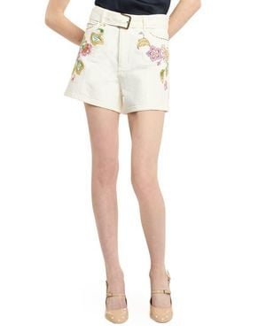 Cinq À Sept Jardin Boheme Ceil Denim Shorts - White
