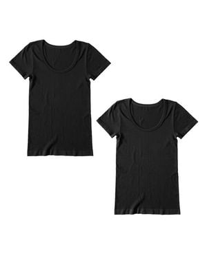 Ingrid & Isabel Seamless Maternity Rib Short Sleeve Crew Tee 2 Pack Bundle - Black
