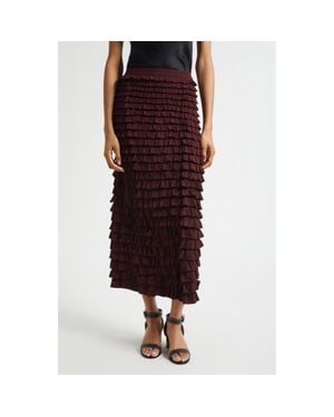 Ulla Johnson Mimi Ruffle Midi Skirt - Red