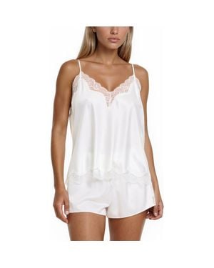 Flora Nikrooz Estella Lace Trim Short Pajamas - White