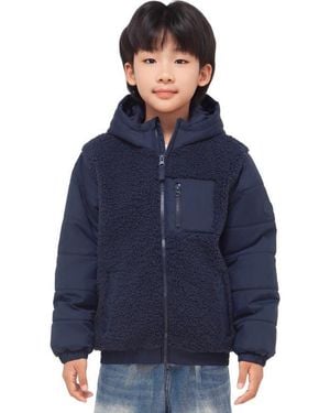 Rokka&Rolla Kids' Hooded Fleece Hybrid Jacket - Blue