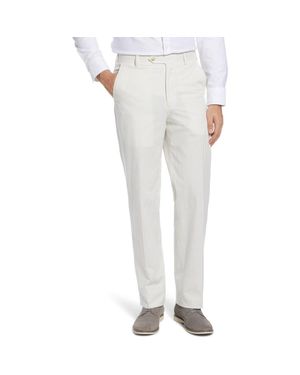 Berle Flat Front Stripe Cotton Seersucker Pants - White