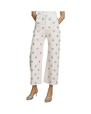 Veronica Beard Grant Studded High Waist Ankle Wide Leg Jeans - Natural