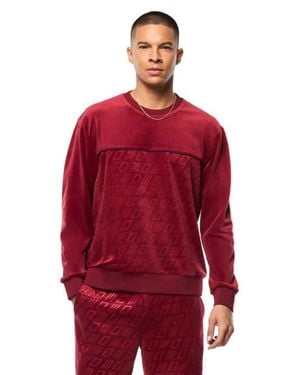 Sergio Tacchini Bandiera Debossed Velour Crewneck - Red