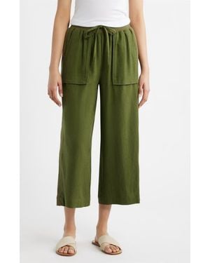 City Blues Patch Pocket Crop Drawstring Pants - Green